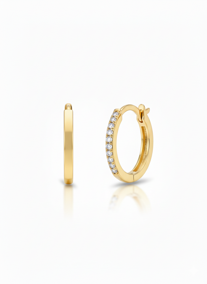 Beşgen Taşlı Halka Küpe