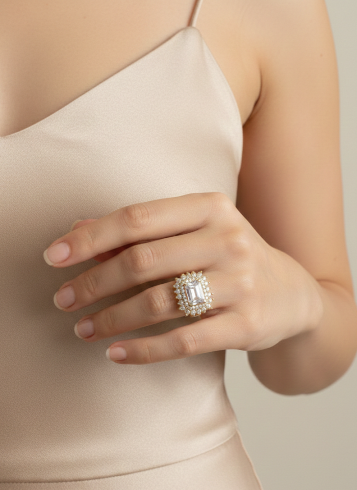 Prenses Taşlı Baget Yüzük