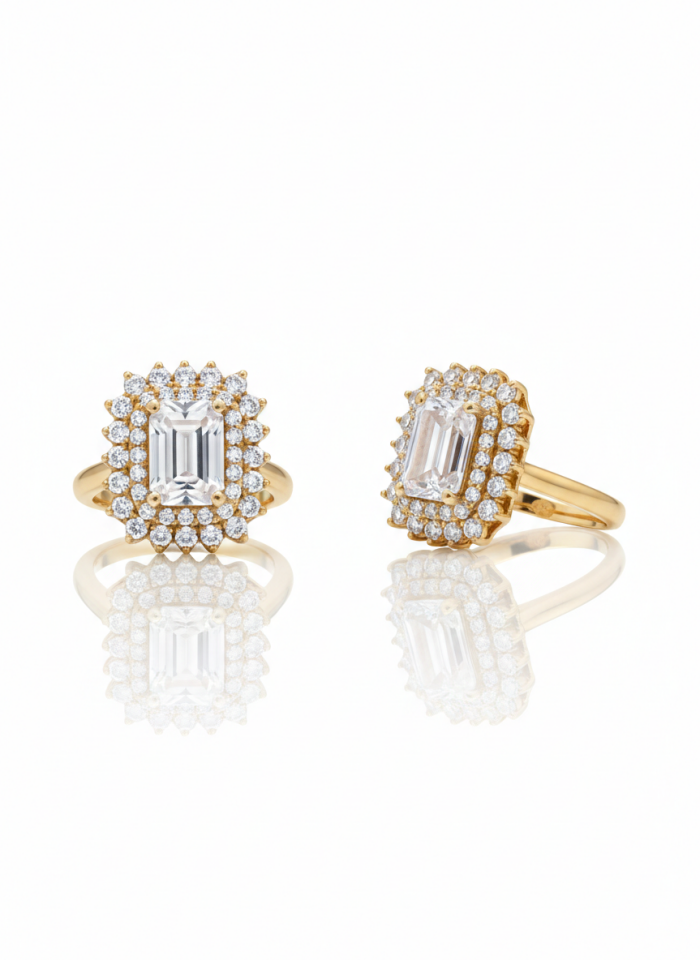 Prenses Taşlı Baget Yüzük