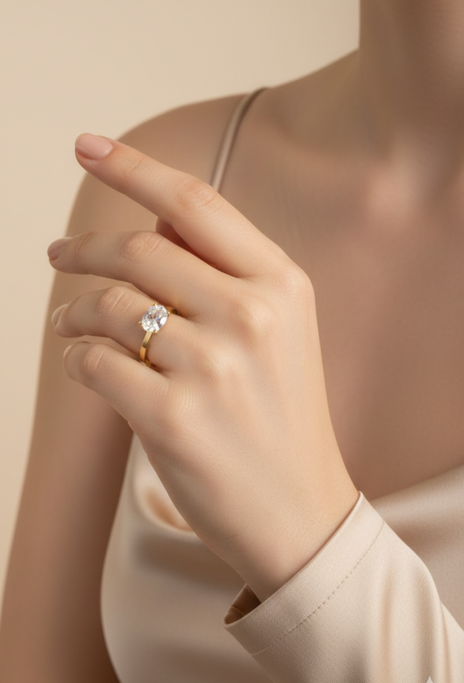 Oval Taşsız Tektaş Yüzük