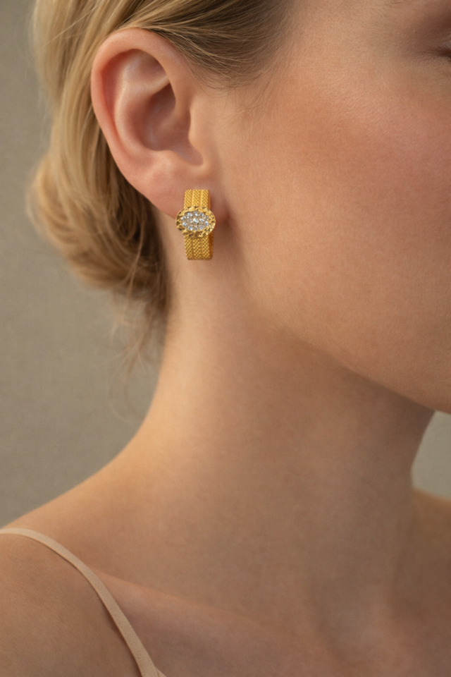 Trabzon Hasırı Taşlı Küpe