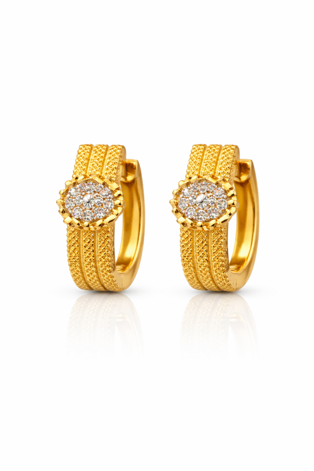 Trabzon Hasırı Taşlı Küpe