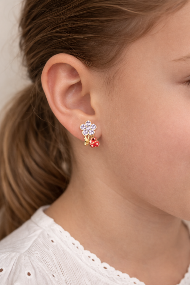 Çiçek ve Kelebekli Küpe