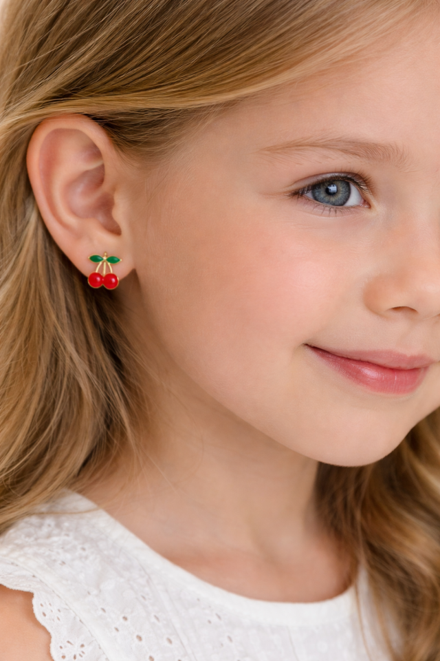 Kırmızı Kirazlı Küpe