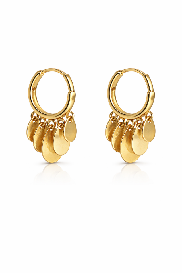 Altın Yaprak Sallantılı Küpe