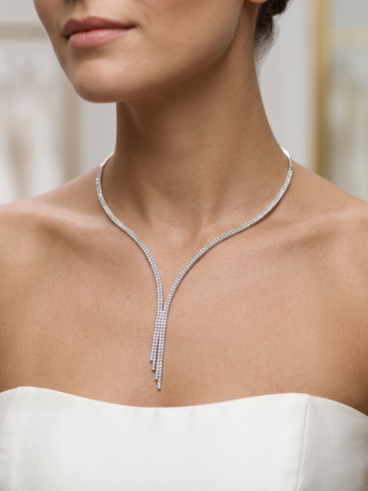 Beyaz Su Yolu Set Kolyesi