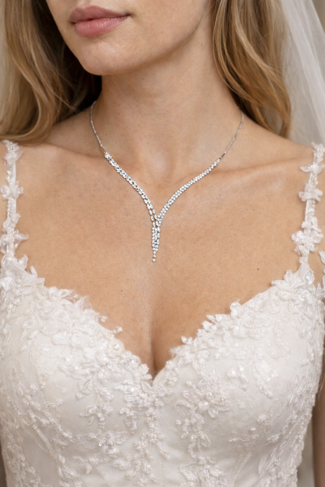 Damla Desen Beyaz Altın Set Kolyesi