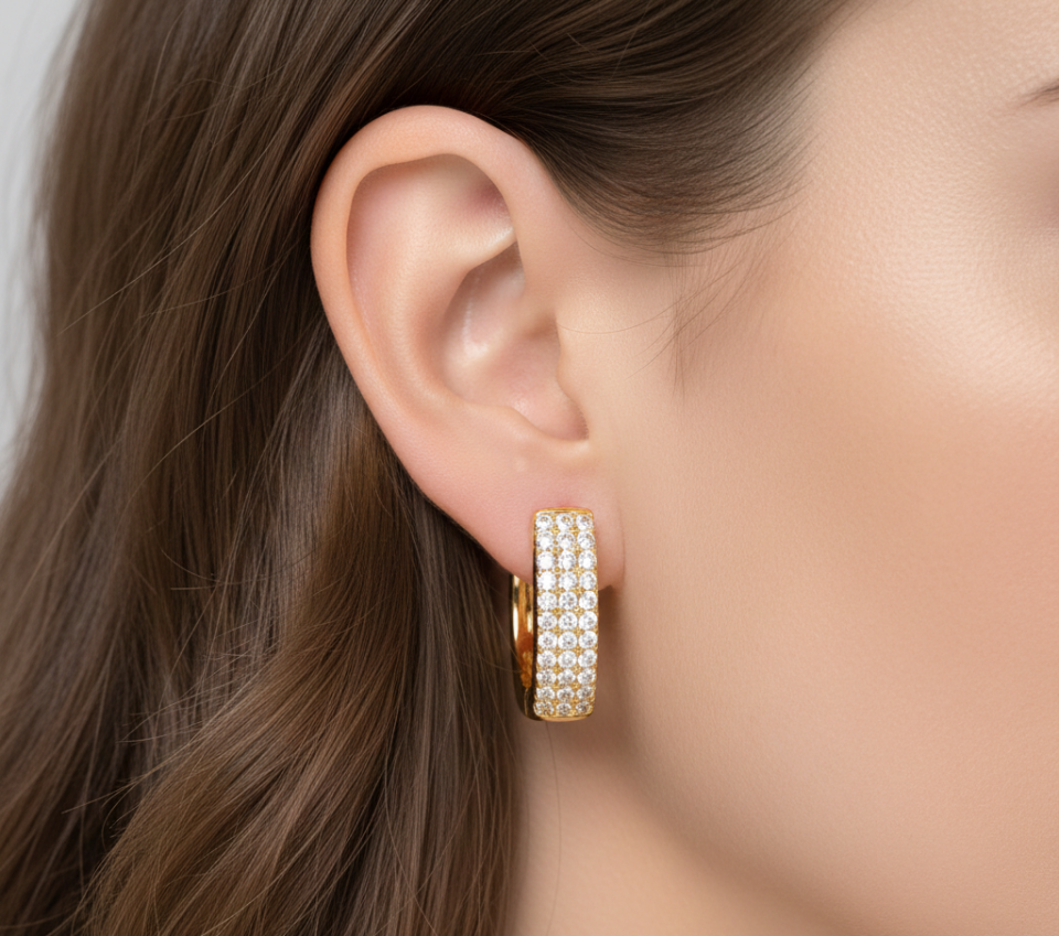 Taşlı Dikdörtgen Küpe