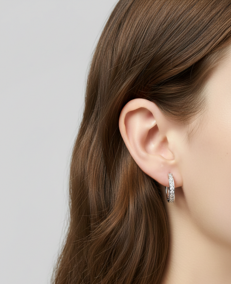 Yarı Taşlı Halka Küpe