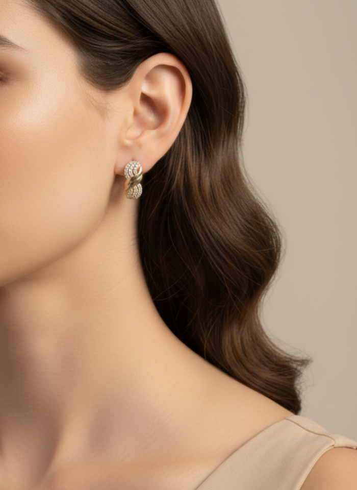 Sonsuz Taşlı Burgu Küpe