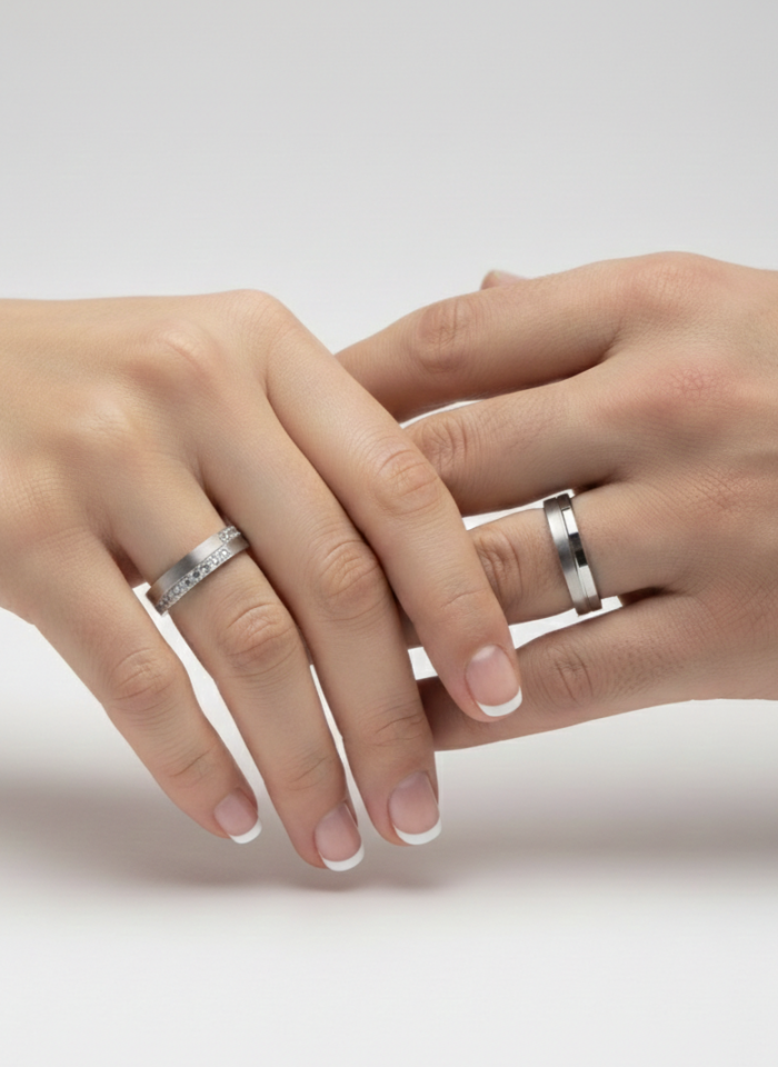 Beyaz Altın Çift Alyansı