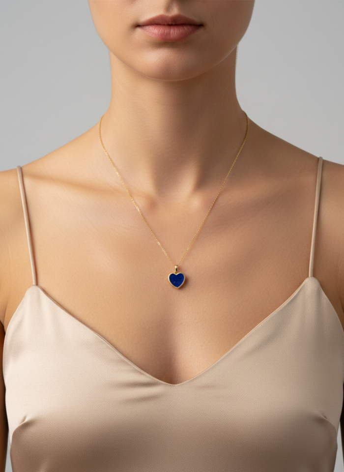 Çift Renkli Kalp Kolye