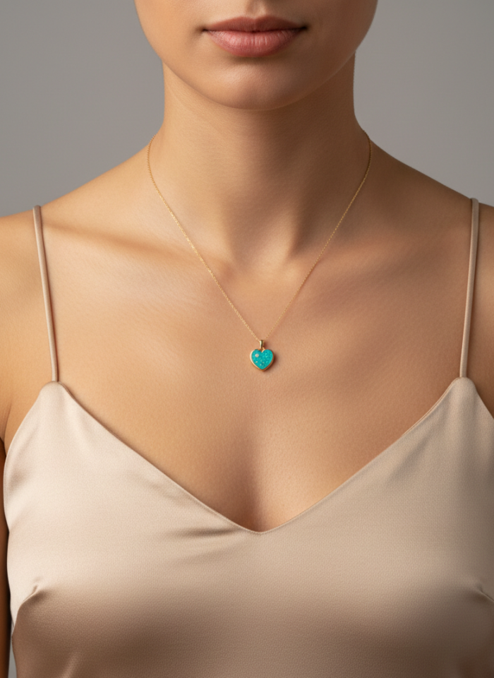 Çift Renkli Kalp Kolye