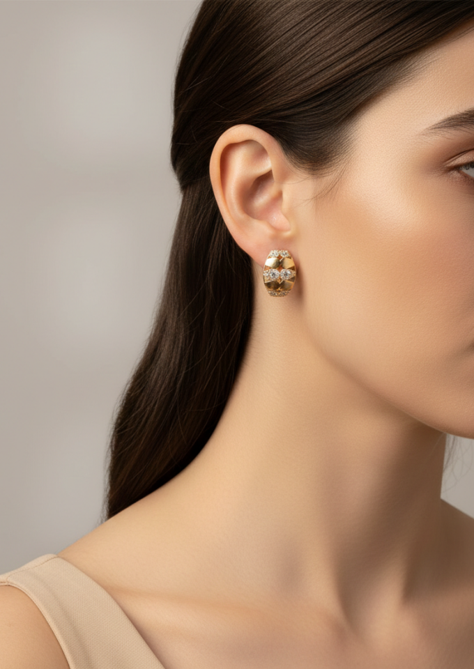 Mozaik Desen Taşlı Küpe