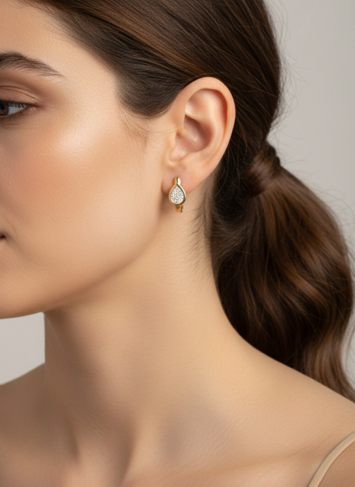 Yağmur Damlası Taşlı Küpe