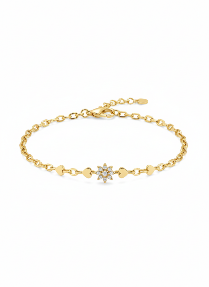 Çiçekli Kalp Bileklik